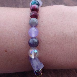 Natural Crystal Bracelet with Hematite, Tiger's Eye, Amethyst and More